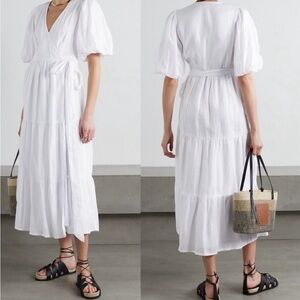 Faithfull the Brand Edee White Wrap Midi Dress
